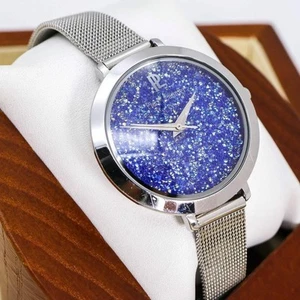 Pierre Lannier Quartz Watch Navy Crystal Mesh Belt Unisex - Working Condition - Picture 1 of 10