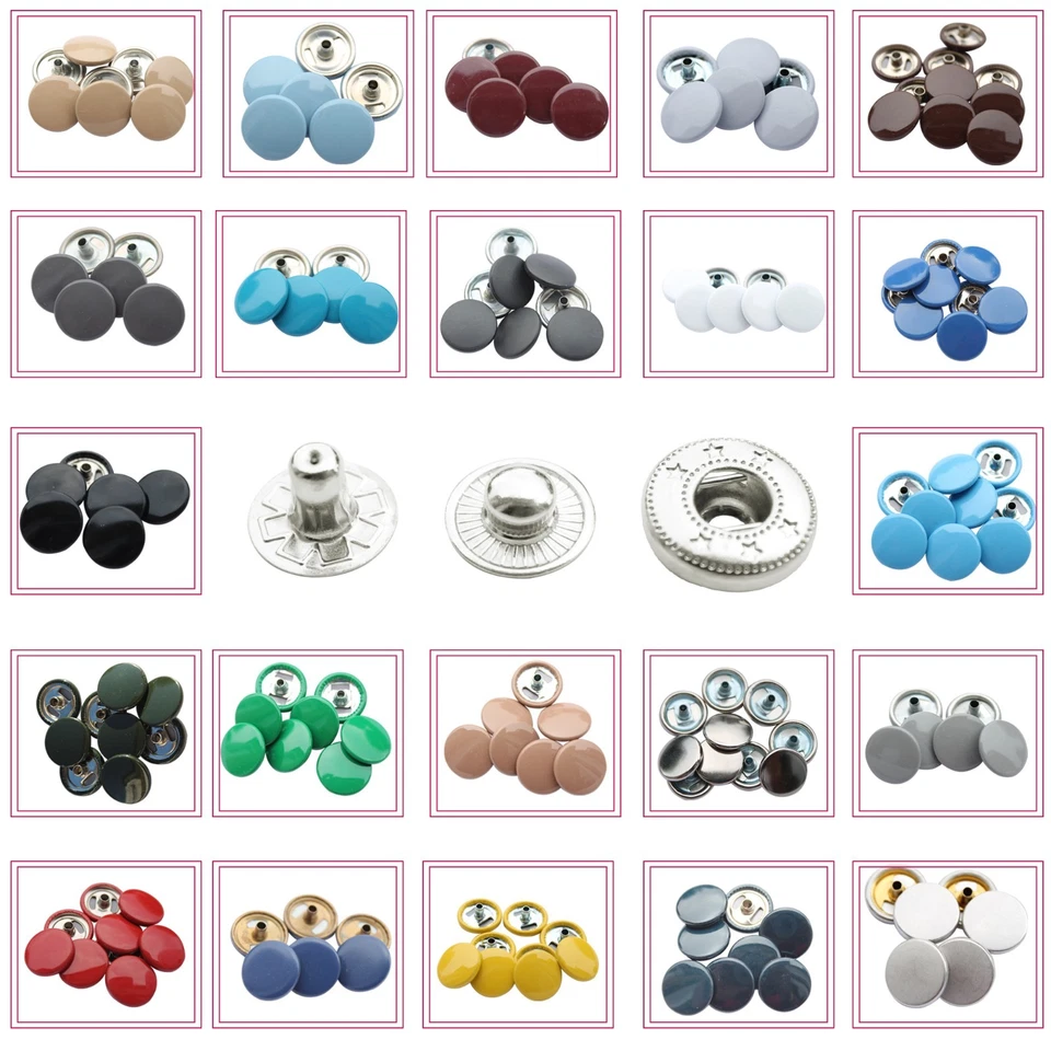 15 mm Schwerlast 4 Teil Druckknöpfe Druckknöpfe für Lederjacken Mäntel Taschen - Bild 1 von 4