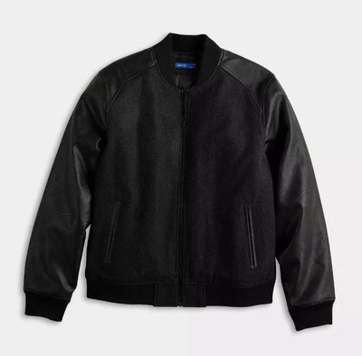 Apt. 9® Men's Mixed Media Varsity Bomber Jacket Black XXLarge - Image 1 of 4