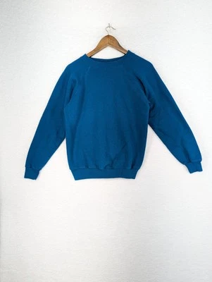 Sudadera De Colección Hanes Raglán Azul Cuello Redondo Hecha en EE. UU. Para Hombres Años 80 90 M Foto 1 de 4