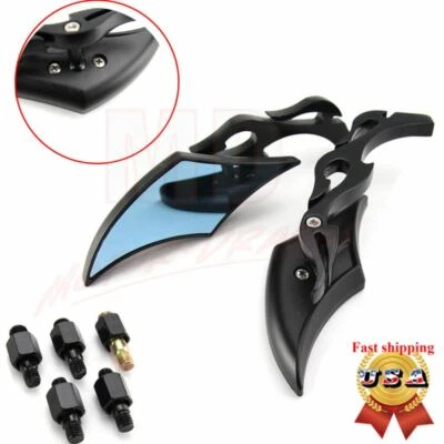 Motorcycle Black Rear View Mirrors For Harley Cruiser Bobber Chopper Dyna 8-10MM - Изображение 1 из 4
