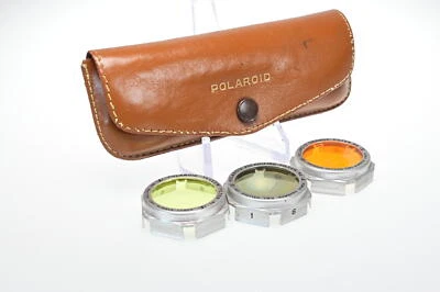POLAROID Camera FILTER KIT Orange #4 Polarizing #2 Yellow #1 LEATHER CASE #G331 - Image 1 of 4