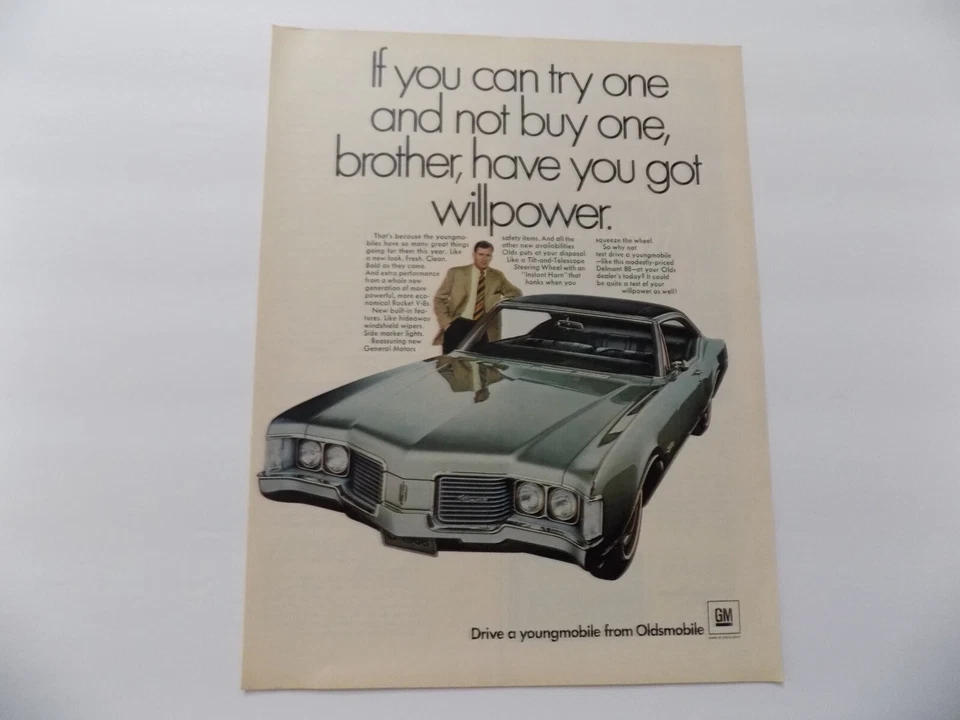 LOOK 1968/2 PRINT AD OLDS MOBILE DELMONT 88 DRIVE A YOUNGMOBILE - Image 1 of 1
