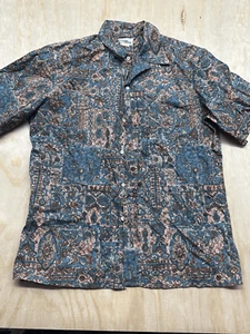 Vintage REYN SPOONER Herren Hawaiihemd Ethno Braun Geometrisch USA L Baumwolle - Bild 1 von 5