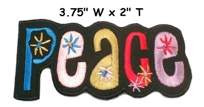 Peace sign hippie retro embroidered applique iron-on patch S-32 - Image 1 of 4