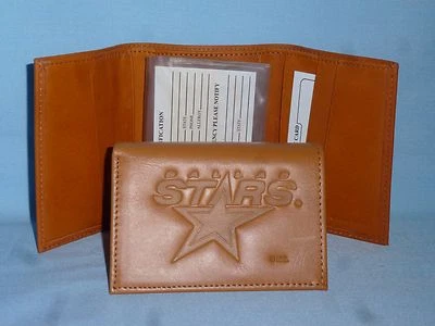 DALLAS STARS кожаный тройной бумажник новый!   желтовато-коричневый bb - Изображение 1 из 4