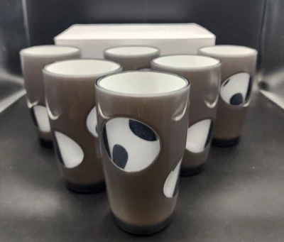Set of 6 Mario Luca Giusti High Acrylic Fisheye Tumbler Drinking Cup Gray White - Image 1 of 4