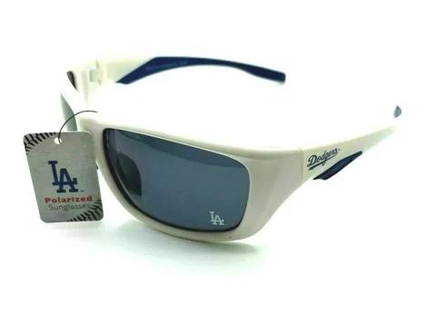 LOS ANGELES DOGERS SUNGLASSES WHITE FRAMES POLARIZED UV400 AND W/FREE POUCH/BAG Cover