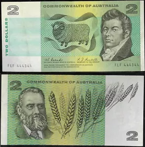 1967 Australian Scarce Very Fine $2 FLF 444344 Coombs Randall Banknote issue r82 - Foto 1 di 1