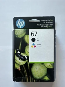 HP 67 Black And Tri-Color Ink Cartridges 3YP29AN Exp. 4/2026 - Picture 1 of 2