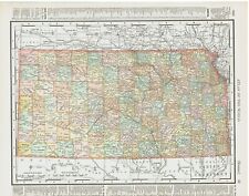 1899 Color Map States of Kansas & Nebraska Very Clean Detailed Near Mint Map