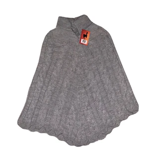 PONCHO ABRIGO CAPA GRIS MUJER ALPACA ANDINA HECHO A MANO TALLA S M - Imagen 1 de 6