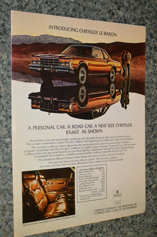 Chrysler Le Baron 1977 anuncio original impreso anuncio 77 Lebaron Foto 1 de 1