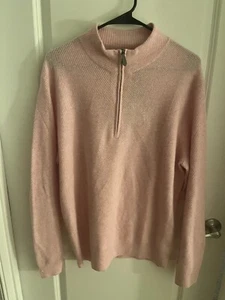 $328 NWT Vineyard Vines Men's 100% Cashmere Cat Cay Half-Zip Flamingo Pink Large - Picture 1 of 4