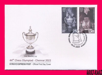 KYRGYZSTAN 2022-2023 Sport 44th Chess Olympiad Chennai India Mi KEP 194-195 FDC - Image 1 of 2