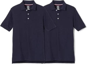 2 PACK French Toast Boys Short Sleeve Pique Polo Shirt Uniform Size 8 Navy - Picture 1 of 10