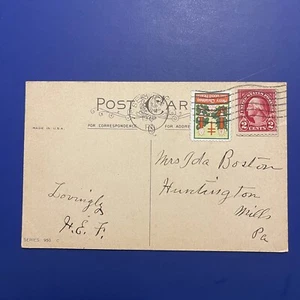 Antique Holiday Postcard with George Washington 2 cent Stamp - Postmarked 1925 - Picture 1 of 4