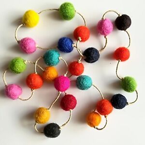 Collier boule feutrée multicolore Pom Pom, collier de couleur mérinos boho