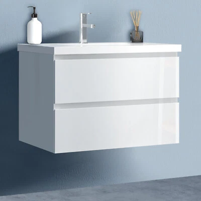 Badmöbel Set 2tlg. Waschtisch mit Unterschrank 50-80cm Weiß,Becken mit Unterbau - Bild 1 von 4