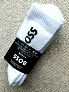 UK 5.5-8 or 9-11 Genuine HUGO BOSS White Cushioned Crew SPORTS Socks Hbcrate - Picture 1 of 10