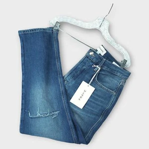 NEW Women FRAME Le Original High Rise Straight Fit Above Ankle Blue Jean Size 29 - Picture 1 of 10