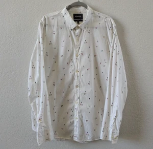 Bonobos Mens XL Skiers Print White Button Down Long Sleeve Slim Fit Shirt - Picture 1 of 16