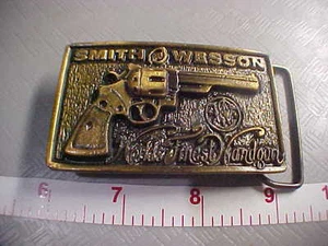 S&W  Smith and Wesson Belt Buckle World's Finest Handgun  3 X 2 3/4 - Picture 1 of 2