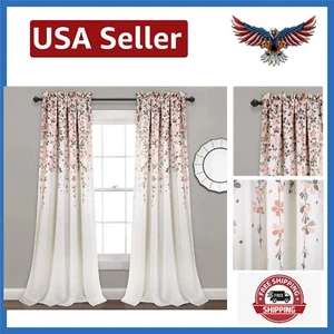 Elegant Weeping Flower Light Filtering Curtains, 52"W x 84"L for Living Spaces - Picture 1 of 9