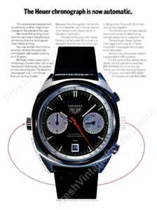 60er Jahre Heuer Carrera Chronograph Uhr Foto Vintage Anzeige NEU Poster 18x24 - Bild 1 von 1