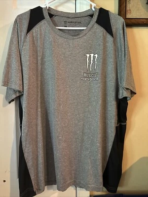 Monster Muscle Energy Short Sleeved Moisture Wicking Shirt X-Large XL Gray Black - Image 1 of 4