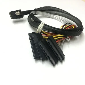 Mini SAS 36 Pin SFF-8087 to 4x SAS/SFF-8482 MINI 4 pin 1 Power HDD Cable 3FT 1M - Picture 1 of 8