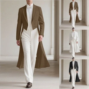 Men Double Breasted Long Sleeve Casual Blazer Irregular Lapel Streetwear Suit - Picture 1 of 34