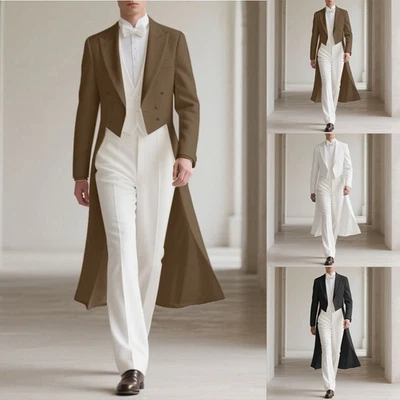 Men Double Breasted Long Sleeve Casual Blazer Irregular Lapel Streetwear Suit - Image 1 of 4