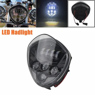 Black Front Light LED Headlight For Victory Magnum Hammer Cross Country 2008-17 - Image 1 of 4