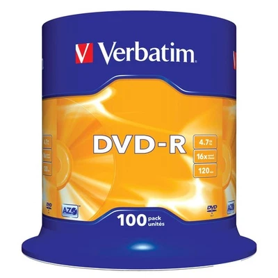 1x100 Verbatim DVD-R 4,7GB 16x Speed, matt silver DVD-R 12cm - Bild 1 von 2