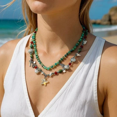 Free People x Ariana Ost 分层项链半宝石 - 独家! — 第 1/4 张图片