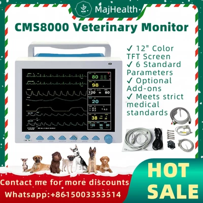 Monitor veterinario CONTEC CMS8000 VETERINARIO VETERINARIO - ECG/NIBP/SPO2 para mascotas y animales Foto 1 de 4
