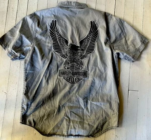 Camisa Harley Davidson Para Hombre Mediana Bordada Mecánica Manga Corta Motocicleta - Imagen 1 de 6