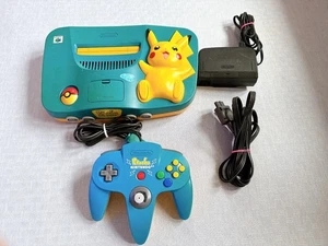 Nintendo 64 Pokemon Pikachu Console Blue x Yellow Limited Japan Tested Working - Picture 1 of 17