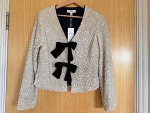 M&S Ladies Jacket Top 6 Sequin Velvet Bow Party Evening New Cocktail - Picture 1 of 8
