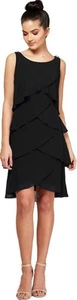 S.L. Fashions Women's Sleeveless Chiffon Tiered Cocktail Dress, Wedding Guest, - Picture 1 of 3