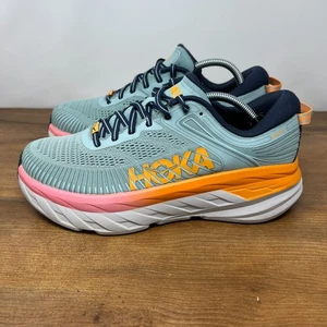 Scarpe da corsa Hoka One One Bondi 7 donna misura 8,5 D larghe blu arancione rosa - Foto 1 di 21