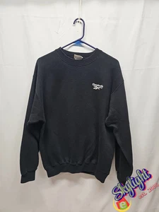 Reebok Men's 90s Vintage Sweatshirt Black Made In USA Crewneck Faded Size M - Picture 1 of 15