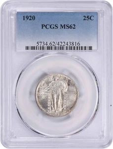 1920 Standing Liberty Silver Quarter Obverse Clash E FS-401 MS62 PCGS - Picture 1 of 2