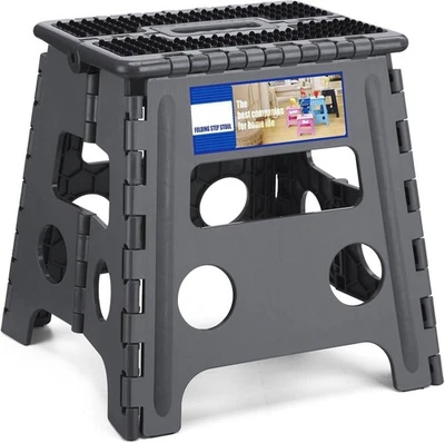 Folding Step Stool Plastic Foldable Stools Non Slip Dot Surface 13" 16" 17.5" - Image 1 of 4