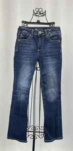 BKE Blue Denim Jeans Conner Bootcut Elastic Waist 5 Pockets Embroidered Size 14 - Picture 1 of 2