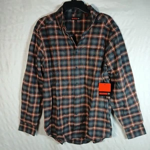 NEW Wolverine Mens Mid Weight Flannel Shirt Blue Gray Orange Button Up Soft Sz M - Picture 1 of 10