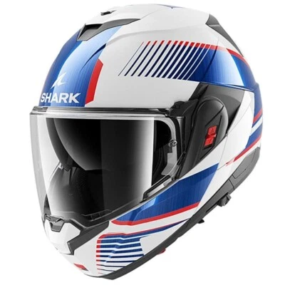 Casco Modular De Motocicleta Flip Front Up Shark OXO Sikter - Blanco/Azul/Rojo - Imagen 1 de 4