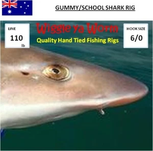 Wiggle ya Worm Hand tied Castable 110lb coated wire Gummy Shark rig, 6/0 hook - Picture 1 of 12