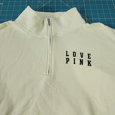 Victoria's Secret розовый 1/4 четверть молнии неоновый желтый пуловер маленький груди логотип - Изображение 1 из 4